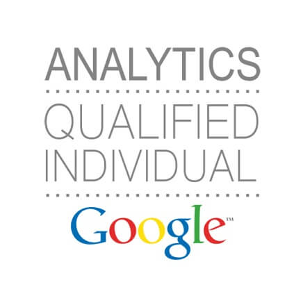 Logo of Google Analytics Certificiate- reads "Analytics Qualified Individual" 